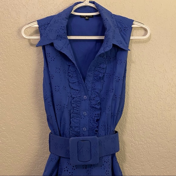 City Chic | Blue 1950's Fit & Flare Shirt Dress | Size XS 14/16 - Picture 4 of 11